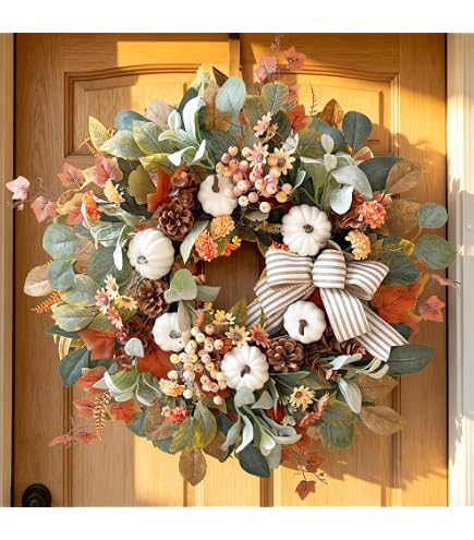 Amazon.com: Hollyone 24inch Fall Wreath for Front Door Fall Decor